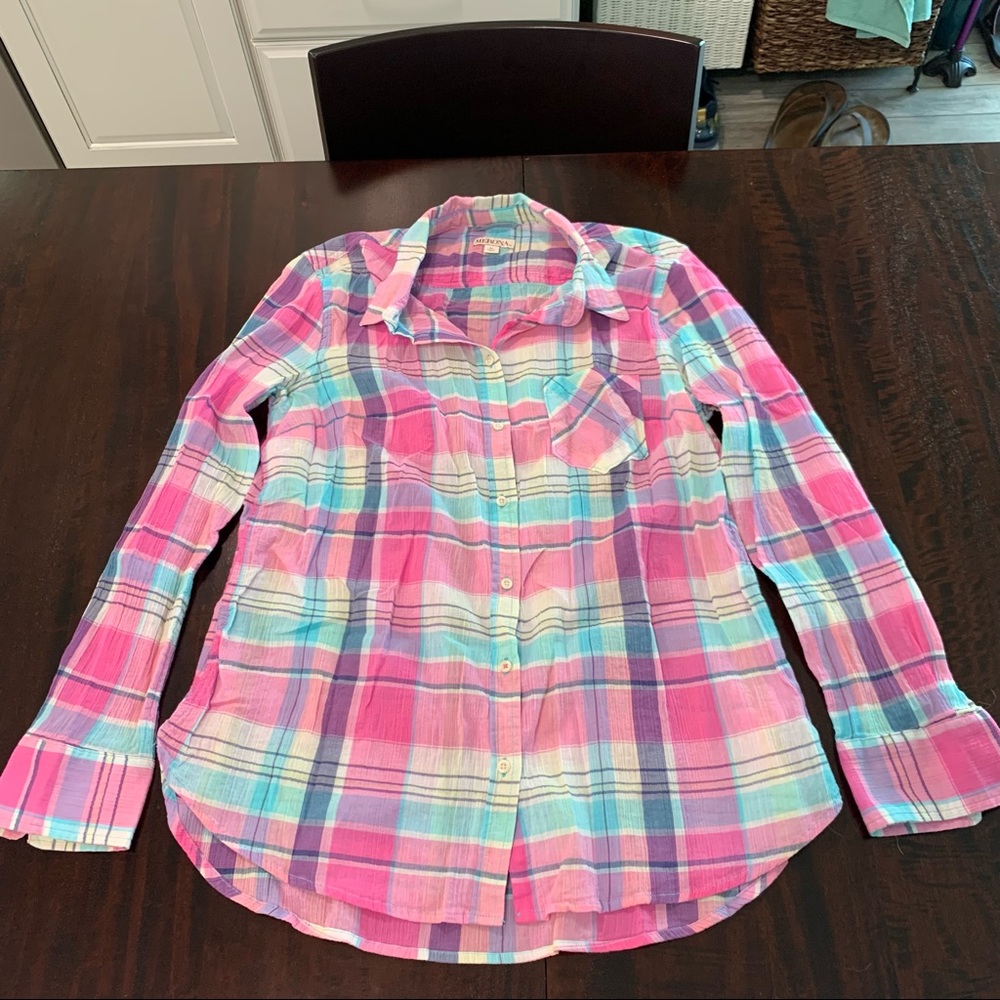 EUC Pink Plaid Medina Shirt